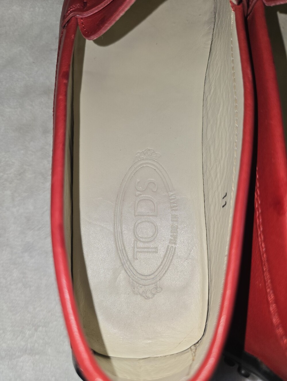Tod’s Gommino Red Leather Driving Loafer Vintage Women's Size 11 Penny Loafer - Picture 4 of 13
